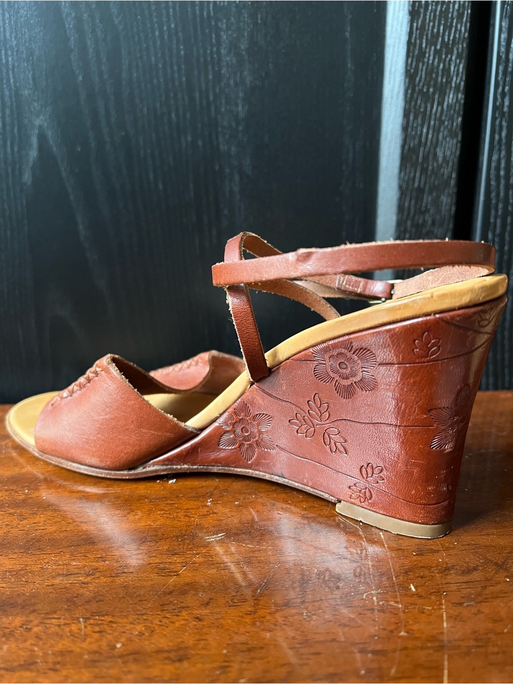 J crew leather wedge sandals
